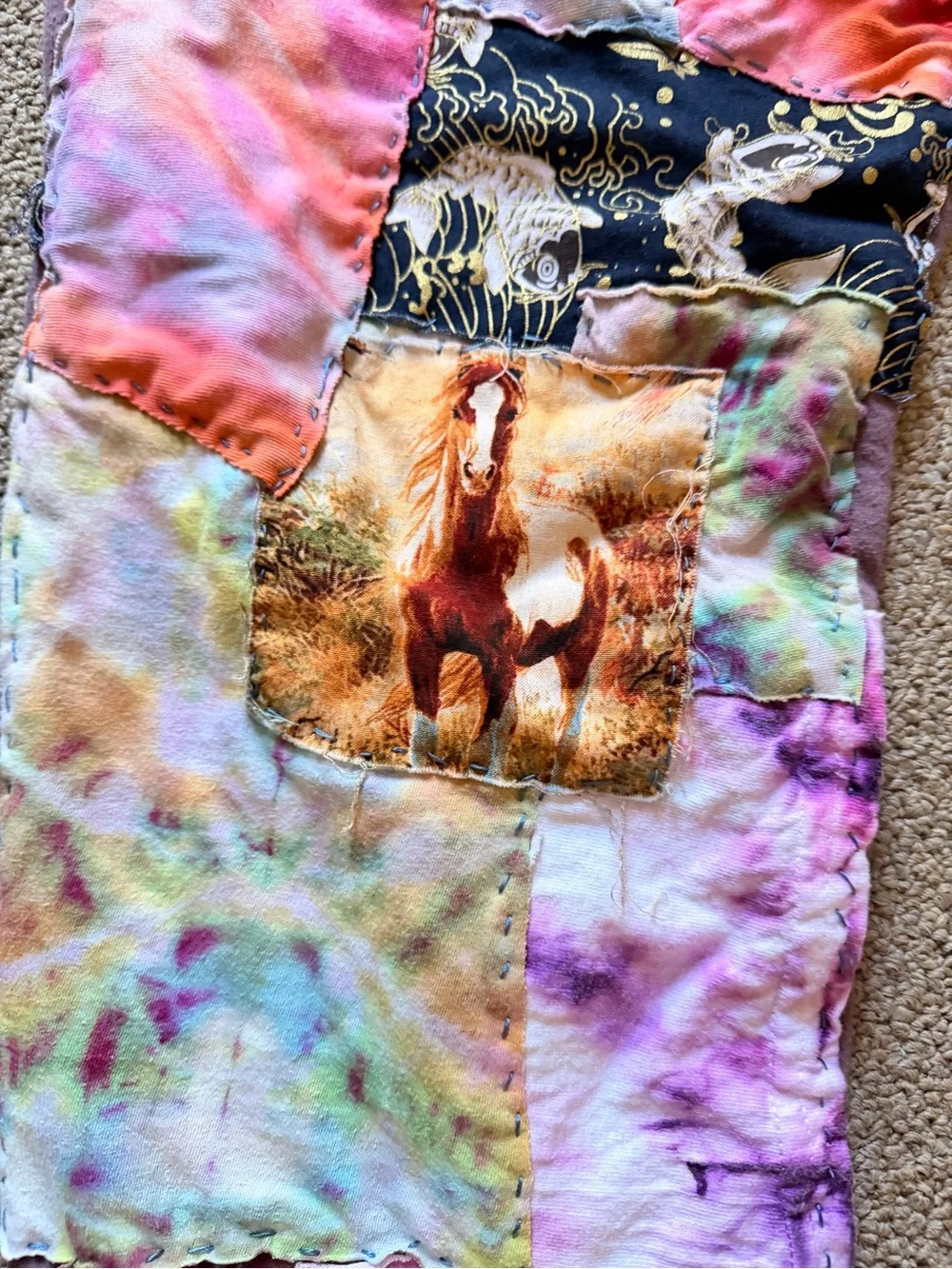 Reworked sweatpants handstiched patchwork